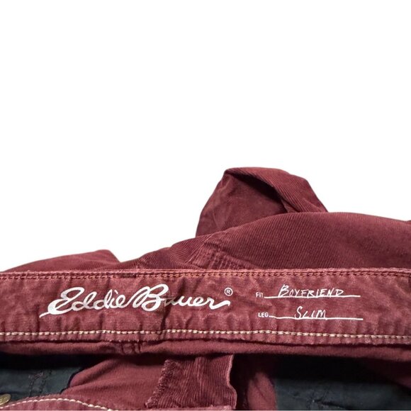 Eddie Bauer Womens Burgundy Corduroy Pants Size P6 Slim Fit - Picture 5 of 10